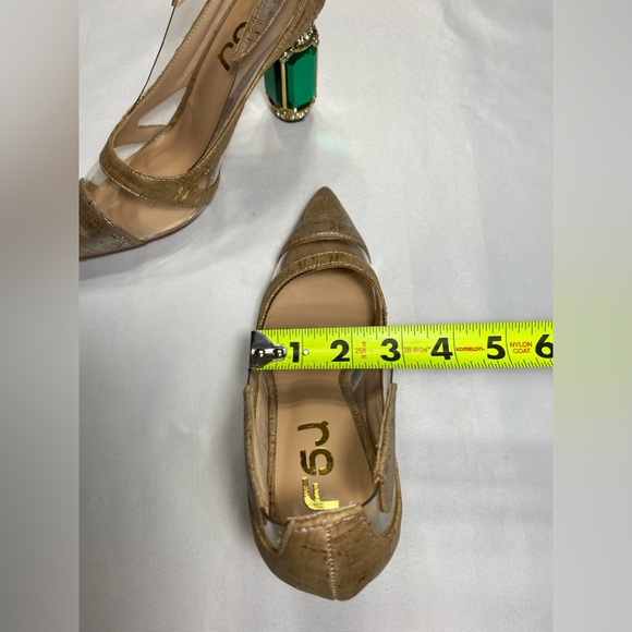 FSJ Nude Transparent Bridal Pointed 
Toe Chunky Block Heel Crystal
Pumps - Picture 12 of 15